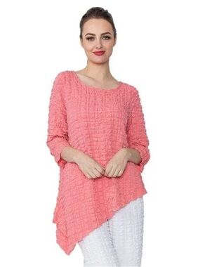 NWT IC Collection Pucker Tunic Coral Pink size Large
